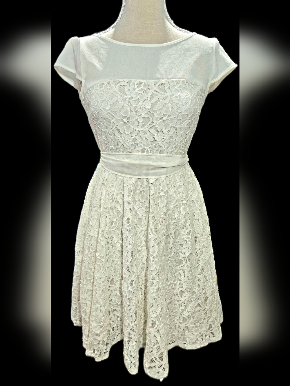 Size 6 Danny & Nicole Ivory Lace Midi Dress